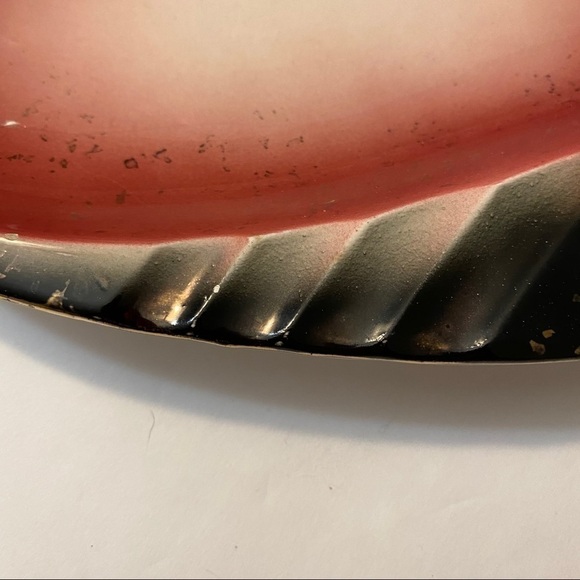 OVAL Ashtray pink and black ombré gold speck mid century - Picture 4 of 6